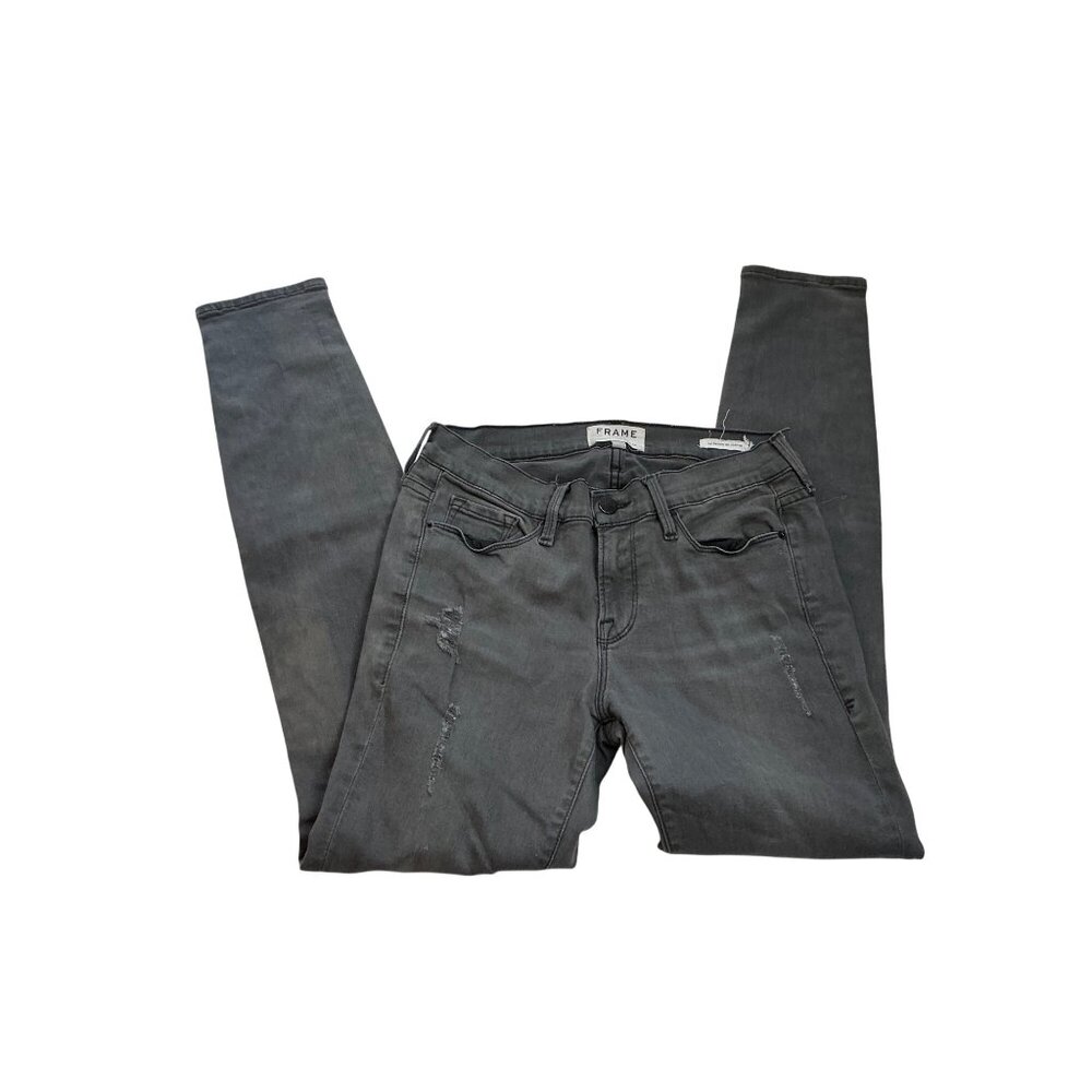 Frame Le Skinny De Jeanne Distressed Gray Skinny Jeans Womens Denim Size 27